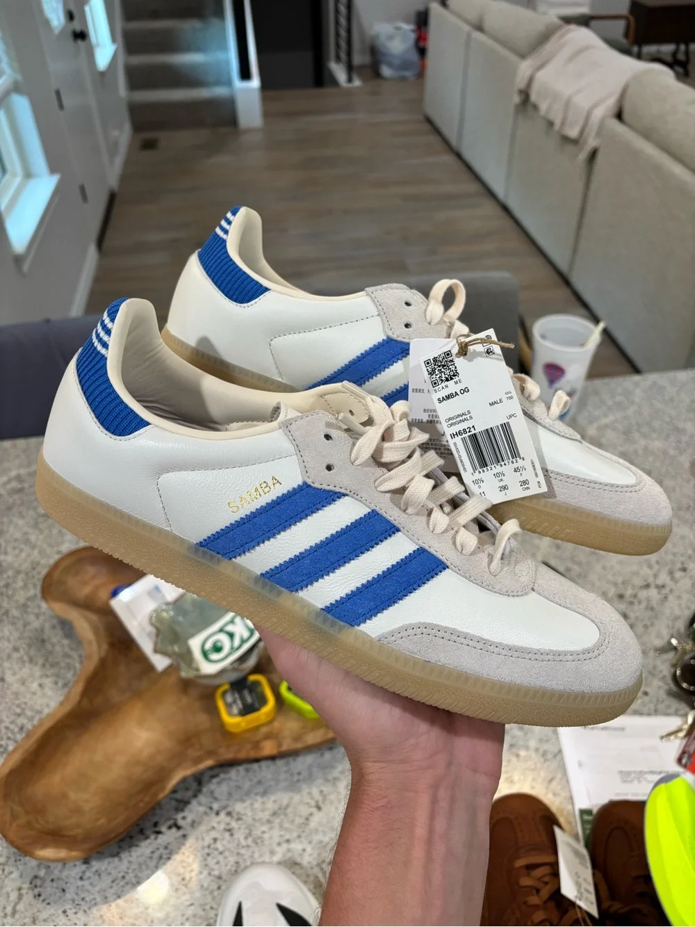Adidas Samba OG ‘Cloud White / Blue Knit’ Men’s Size 11 Low-Top Sneakers IH6821